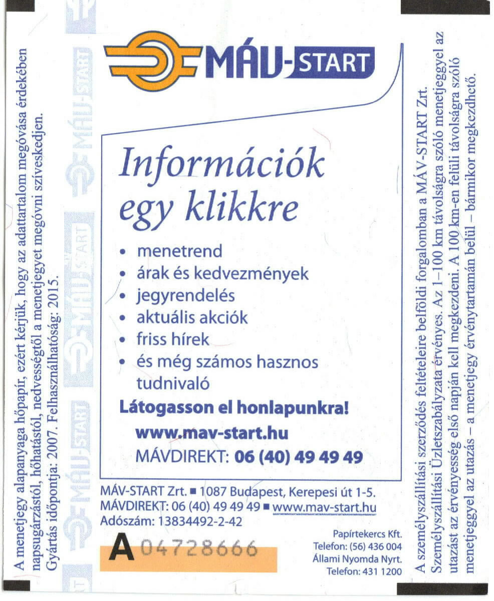 Back side of train ticket